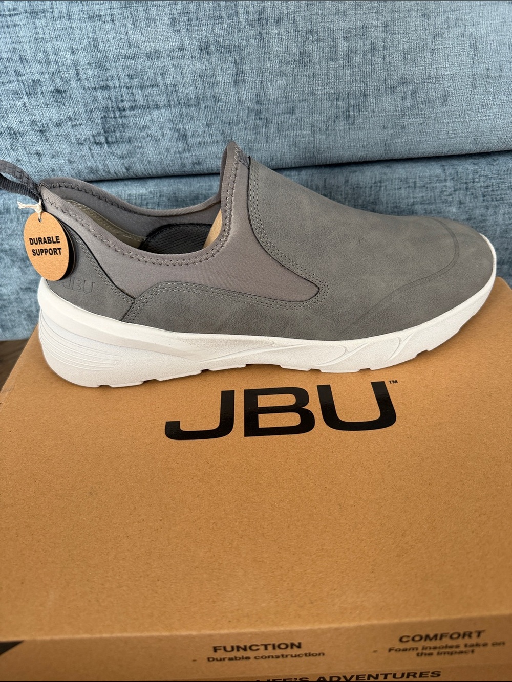 JBU Men's Darren Slip-On Loafer in Gray and White